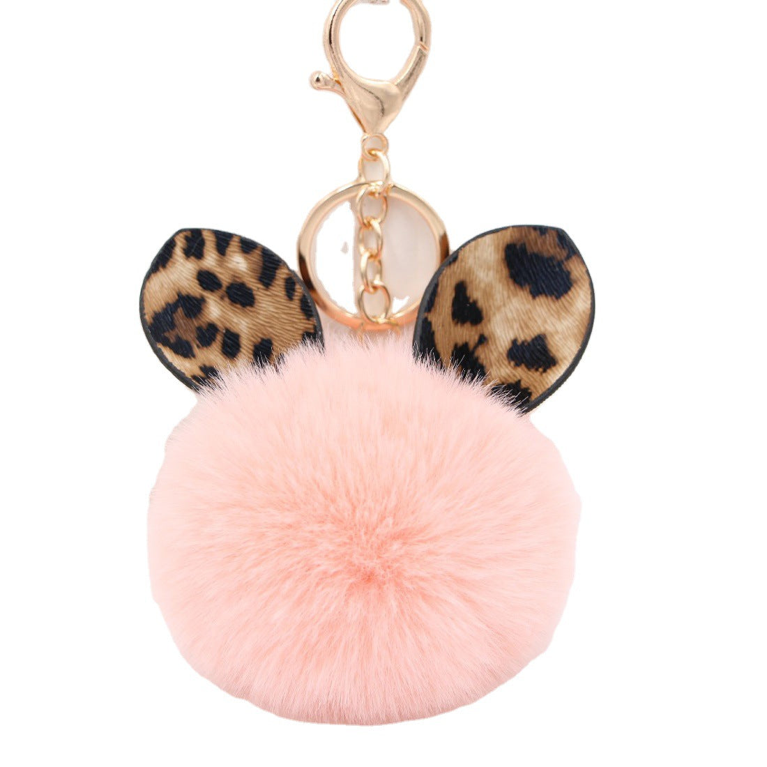 Wholesale Leopard Print Ear Fur Ball Keychain Plush
